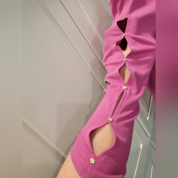 Anne Klein Long Sleeve Knit Top with Button Accents Womens Small 100% Cotton - Picture 2 of 12